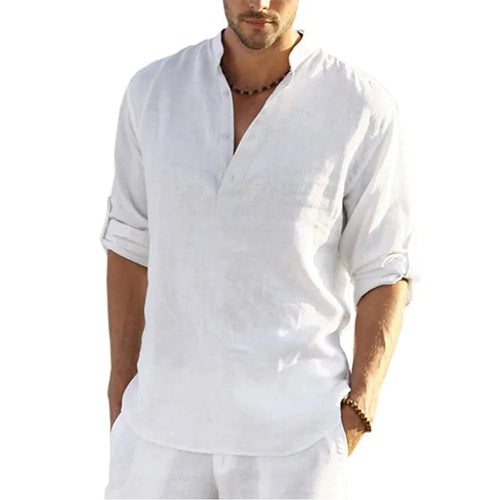 Chemise en coton et lin pour hommes