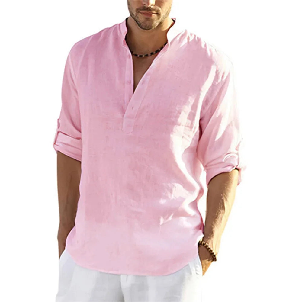 Chemise en coton et lin pour hommes