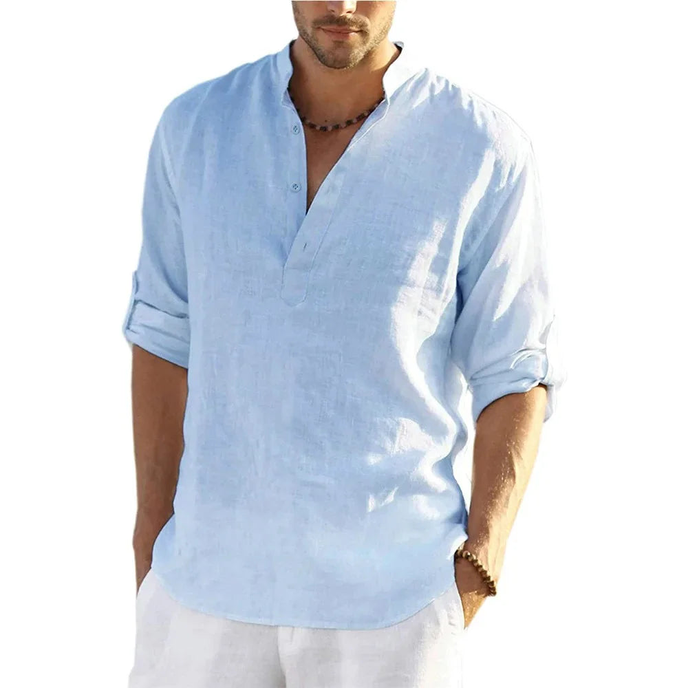 Chemise en coton et lin pour hommes