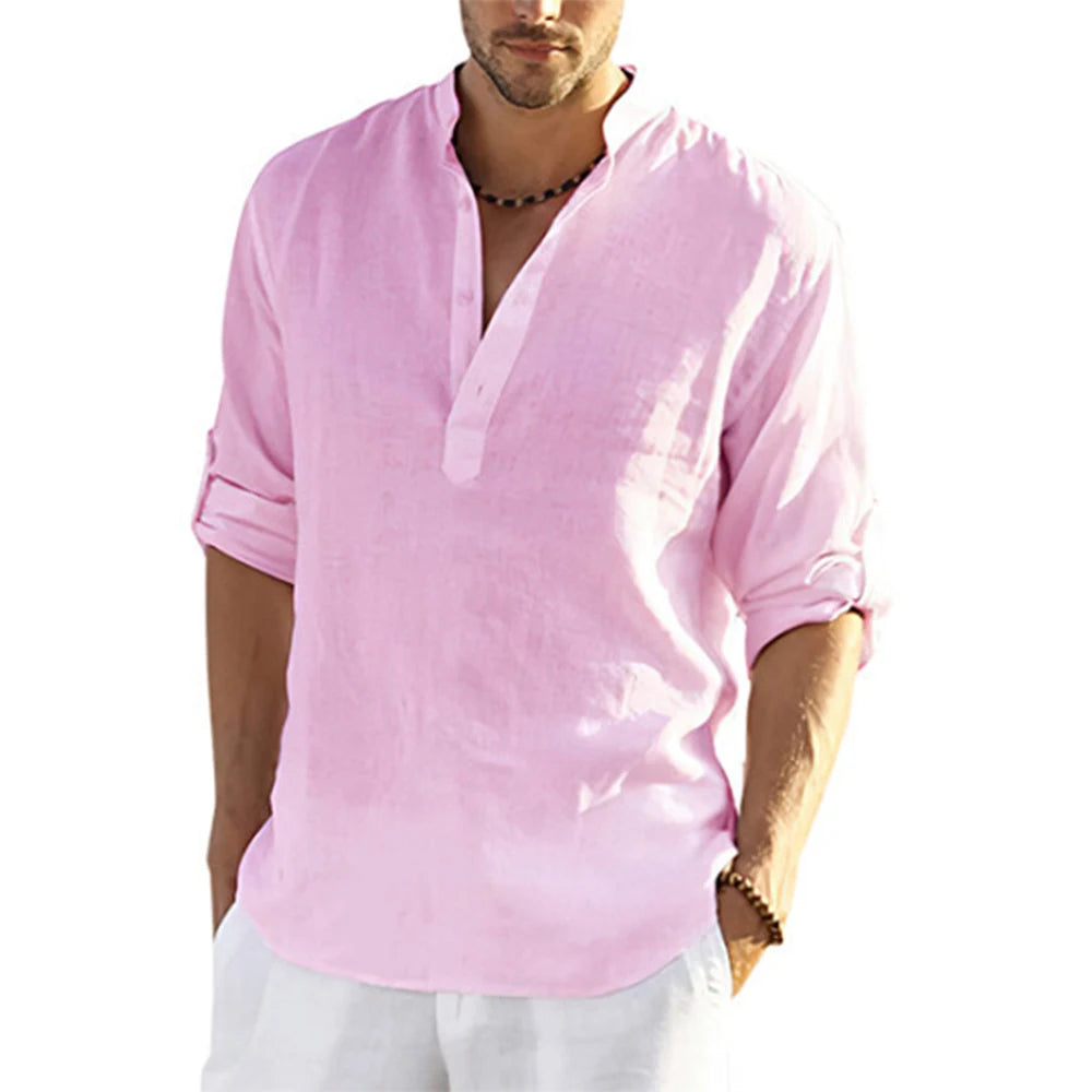 Chemise en coton et lin pour hommes