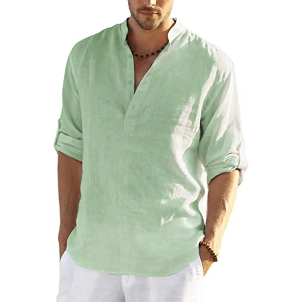 Chemise en coton et lin pour hommes