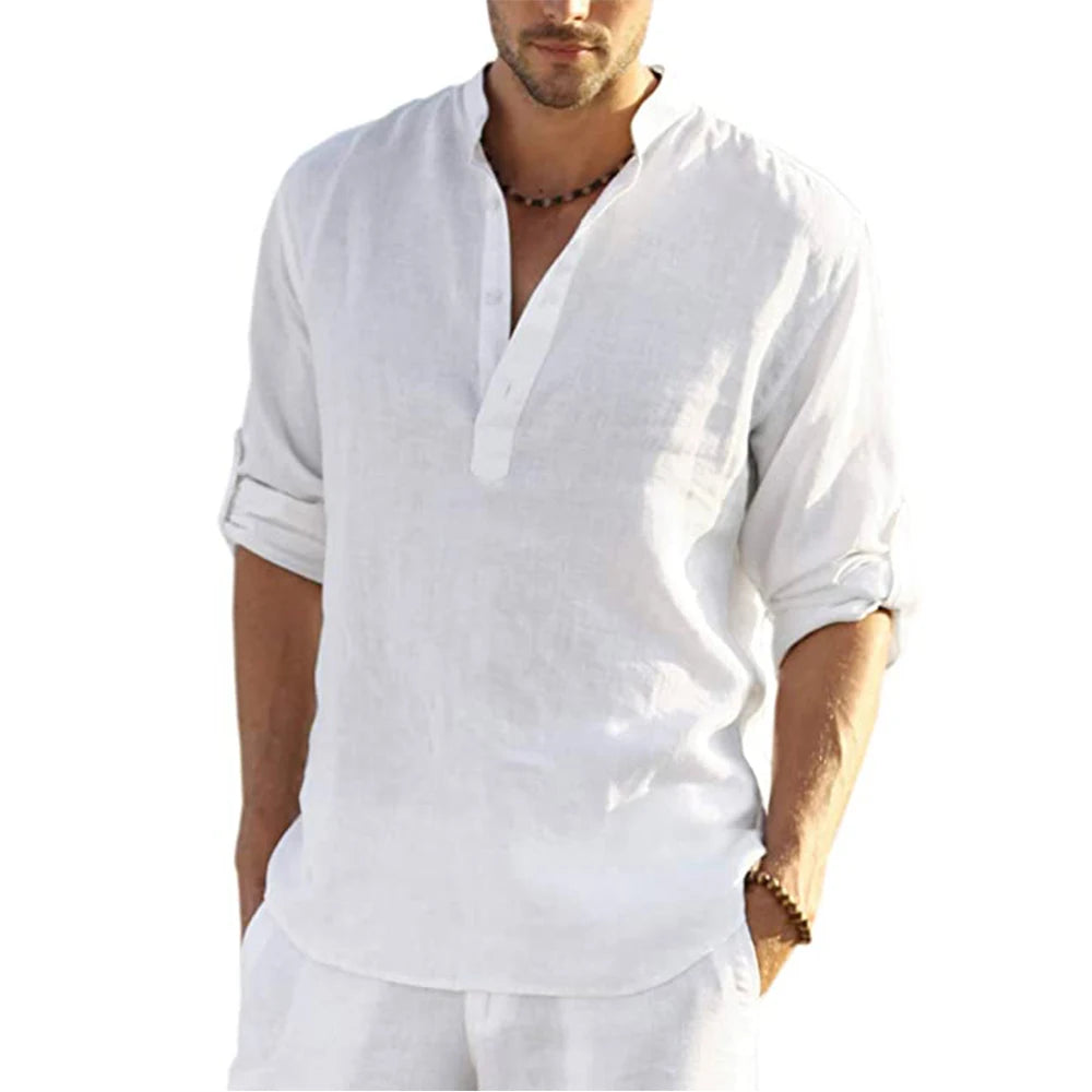 Chemise en coton et lin pour hommes