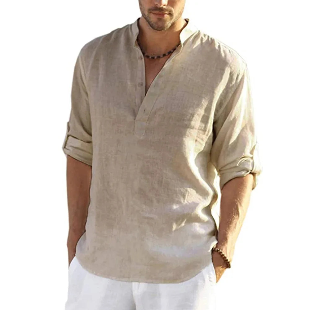 Chemise en coton et lin pour hommes