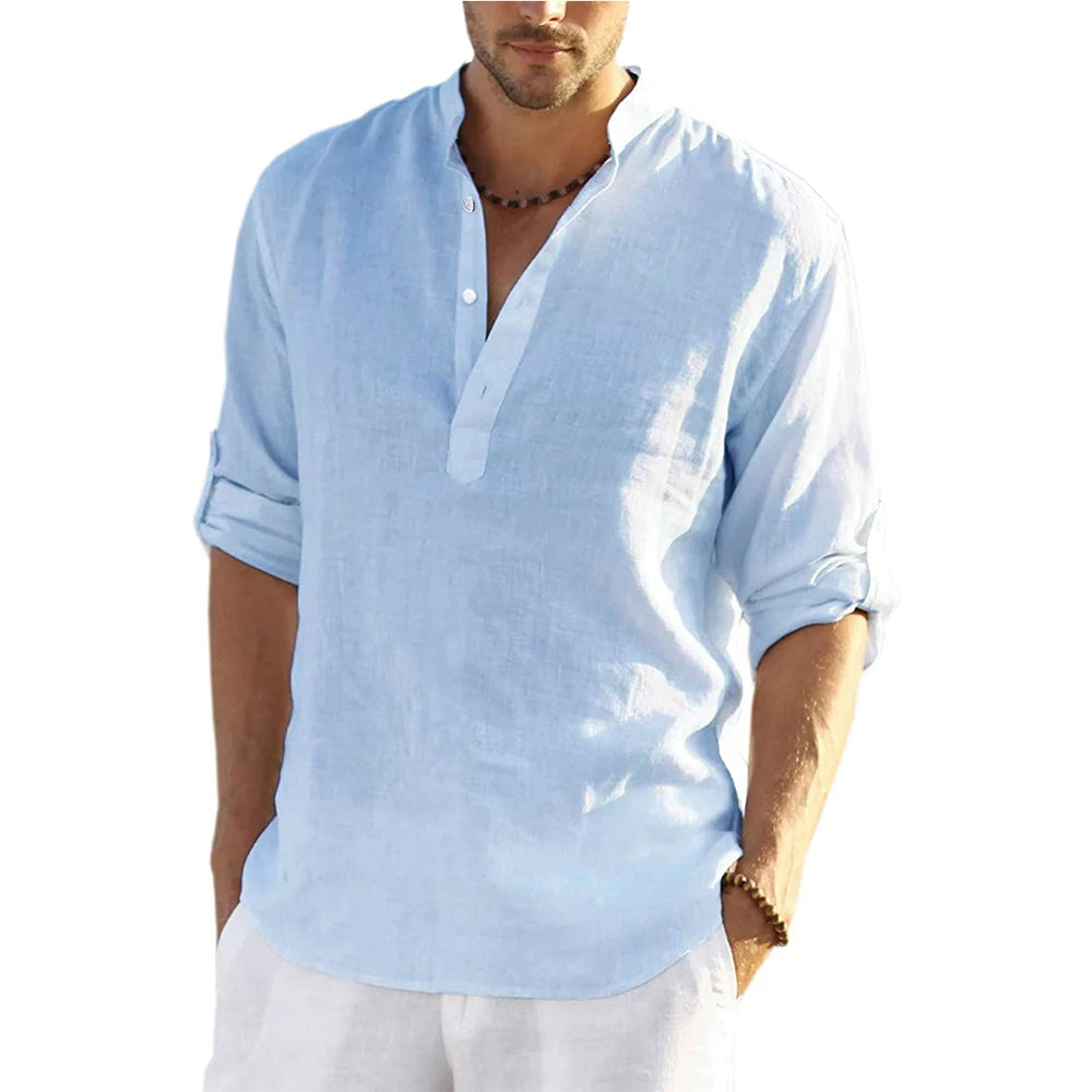 Chemise en coton et lin pour hommes